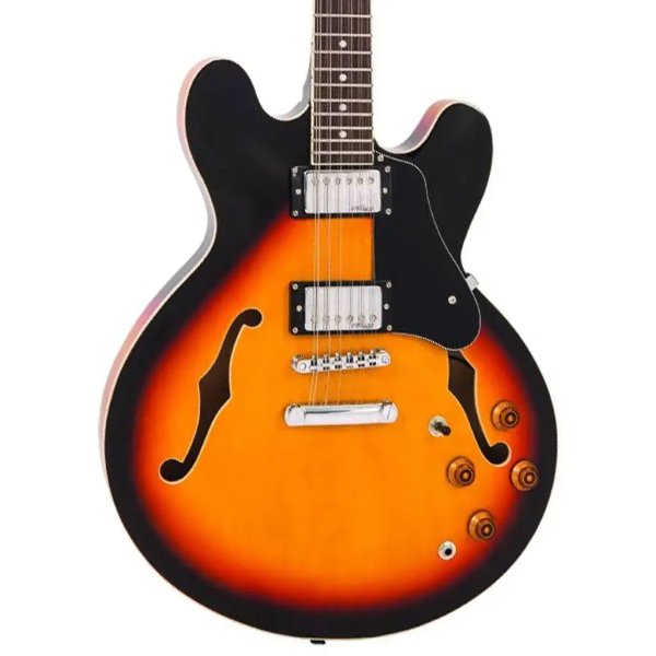 Vintage VSA500 ReIssued Semi Acoustic Guitar, Sunburst