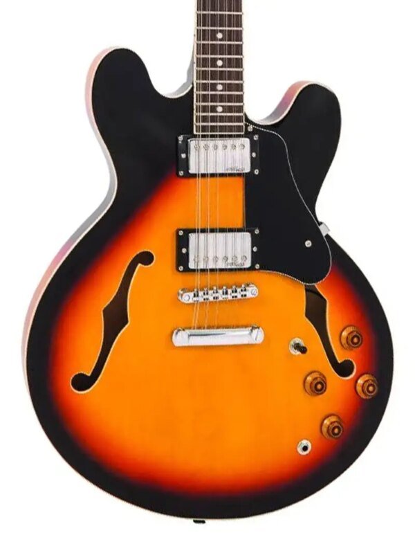 Vintage VSA500 ReIssued Semi Acoustic Guitar, Sunburst