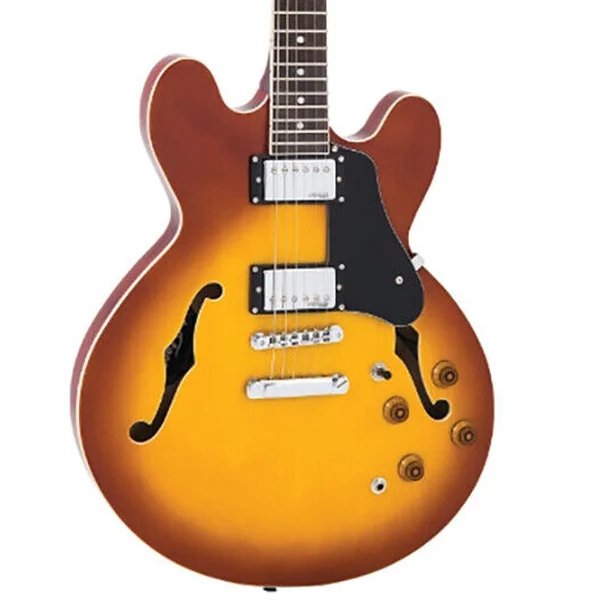 Vintage VSA500HB Semi Hollow Honey Burst Electric Guitar