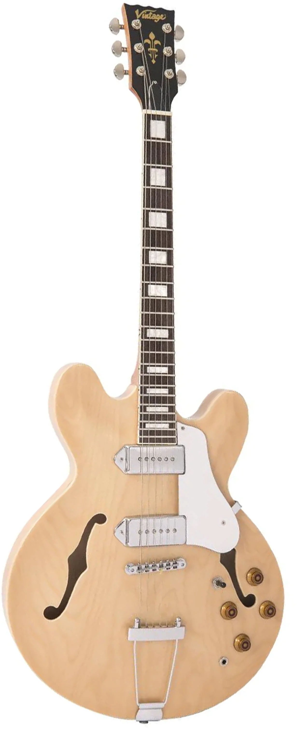 Vintage VSA500PM ReIssued Semi Acoustic Guitar, Natural Maple