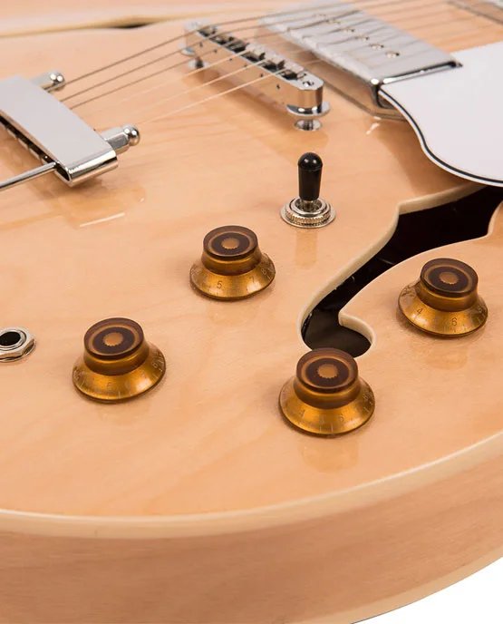 Vintage VSA500PM ReIssued Semi Acoustic Guitar, Natural Maple