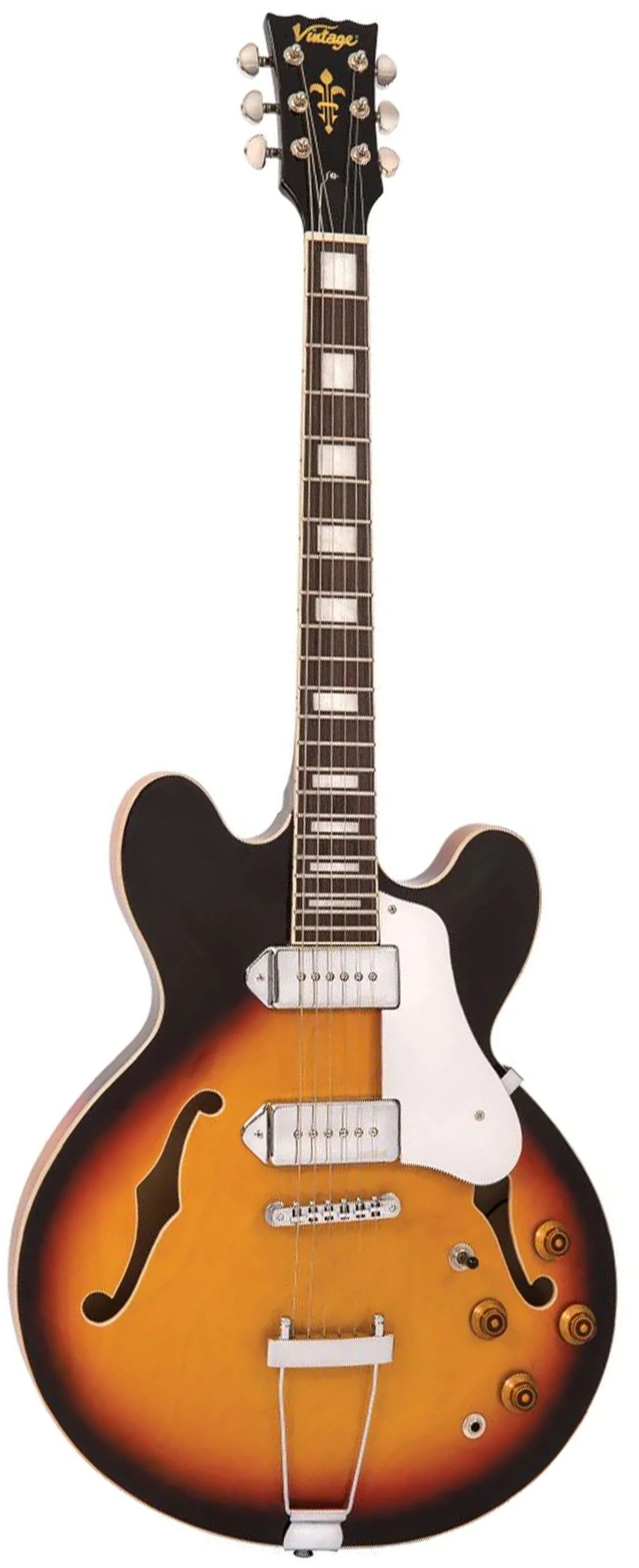 Vintage VSA500PSB ReIssued Semi Acoustic Guitar, Vintage Sunburst