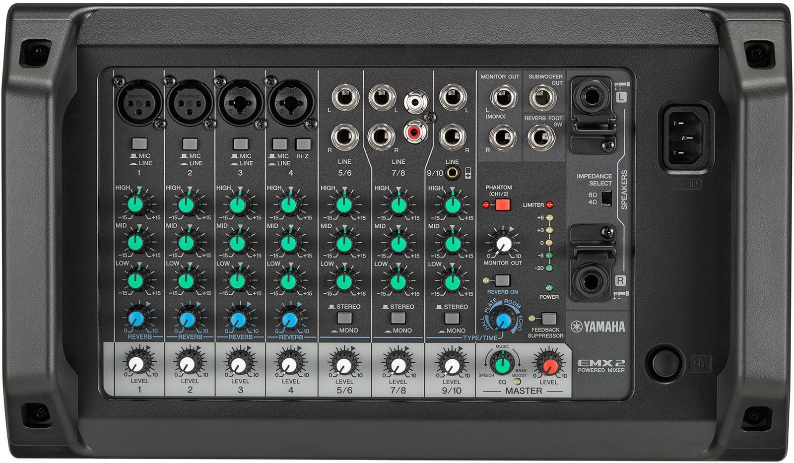 Yamaha EMX2 10 Input Powered Mixer with Dual 250 Watt Amp