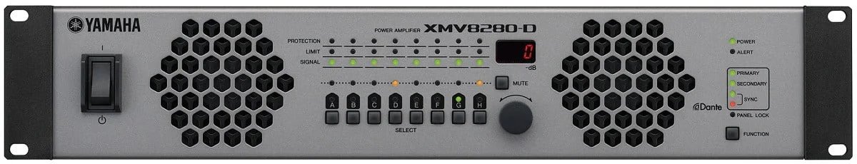 Yamaha XMV8280D 8 Channel 280 watt Power Amplifier with Dante